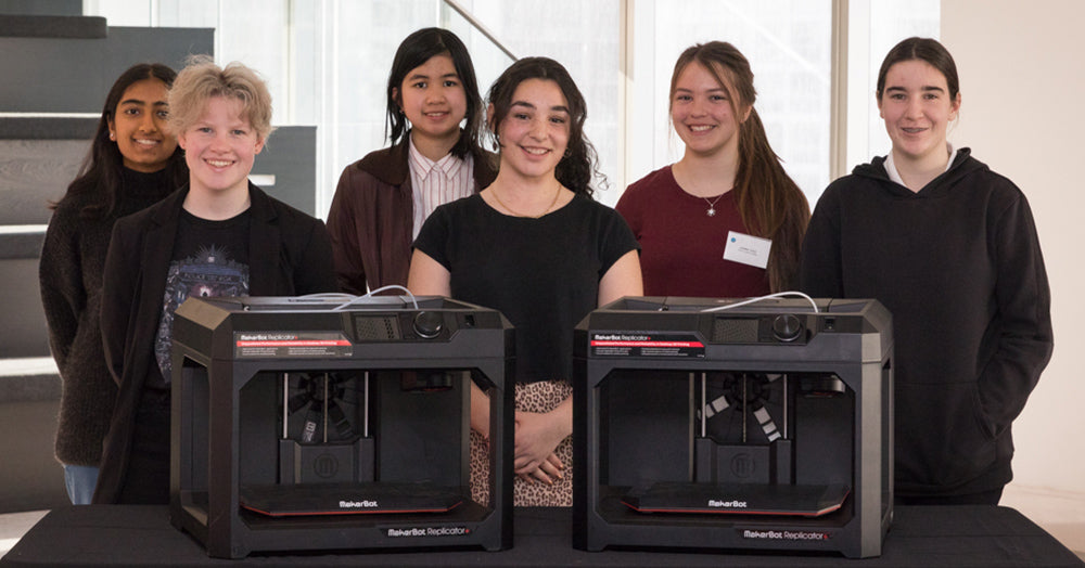 Year 10 students using MakerBot 3D printers at the Akorn Full STEaM Ahead program at Engineers Australia in Melbourne