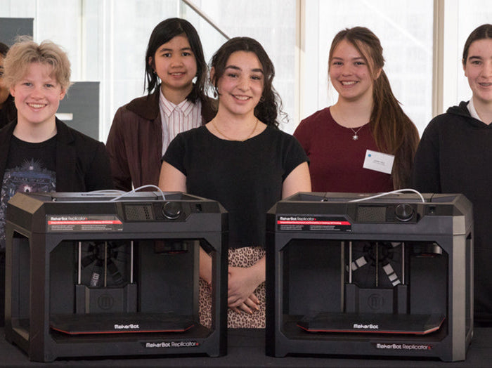 Year 10 students using MakerBot 3D printers at the Akorn Full STEaM Ahead program at Engineers Australia in Melbourne