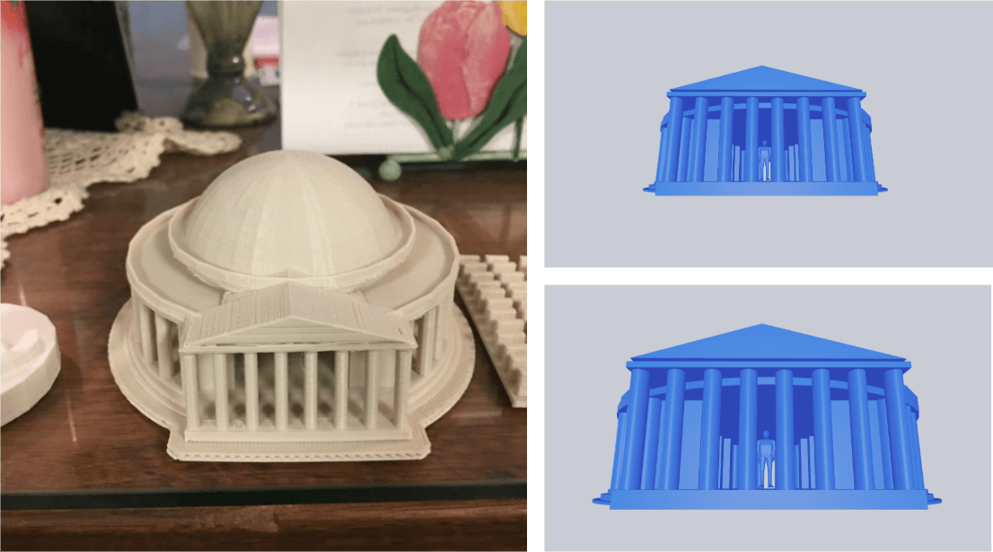 Student 3D printed monuments from a Washington D.C. classroom project using the MakerBot Sketch Sprint