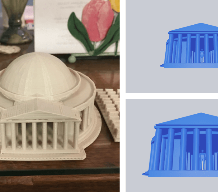 Student 3D printed monuments from a Washington D.C. classroom project using the MakerBot Sketch Sprint