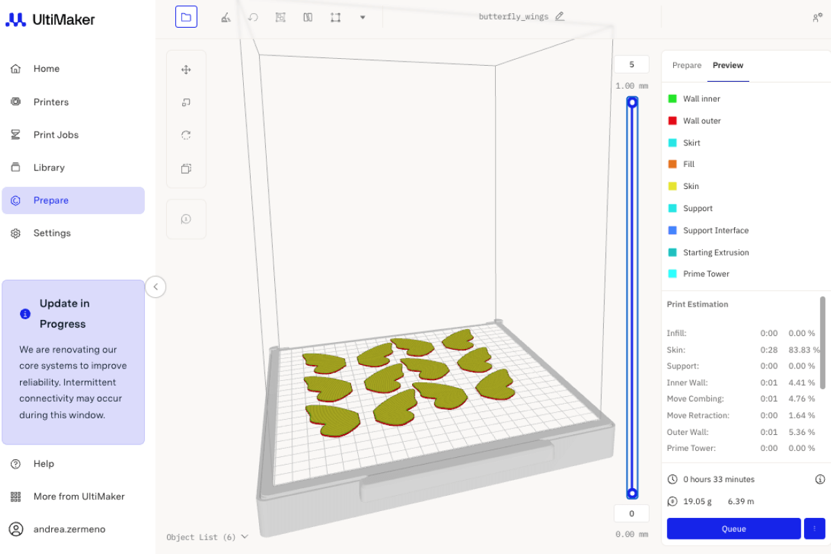 UltiMaker Digital Factory dashboard interface for managing classroom 3D printing workflows