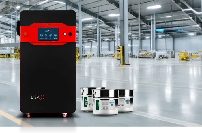 Sinterit PA11 powder loaded into the Lisa X SLS 3D printer for nitrogen-assisted printing