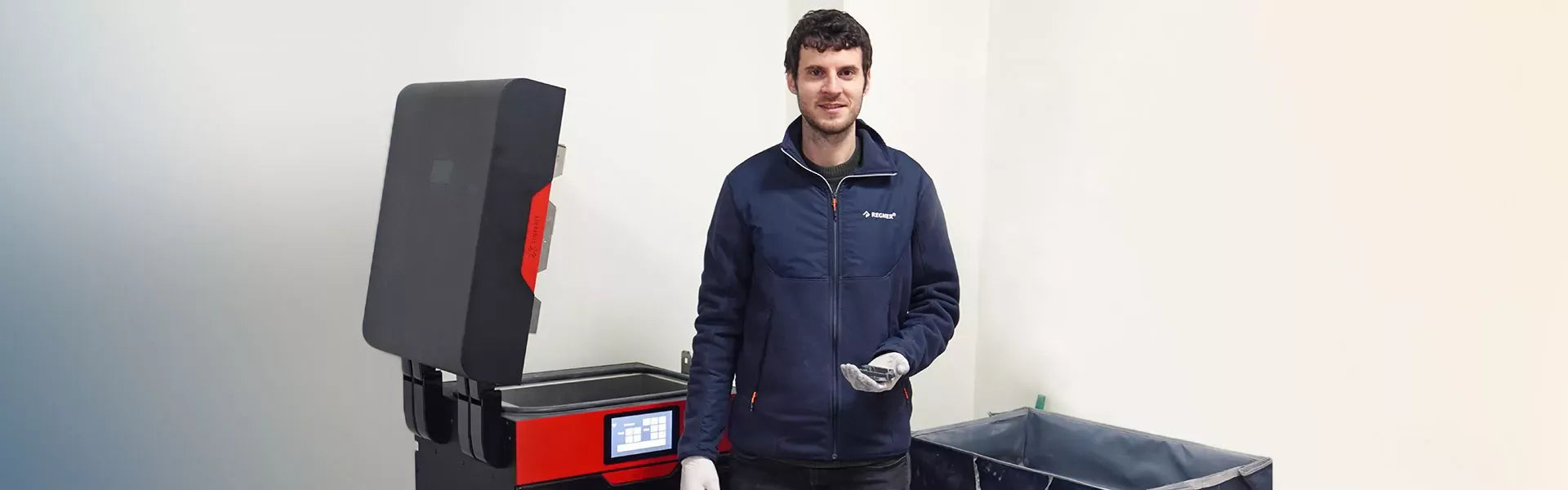 Regner custom linear actuator motion control components produced in-house on a Sinterit SLS 3D printer for healthcare and industrial markets